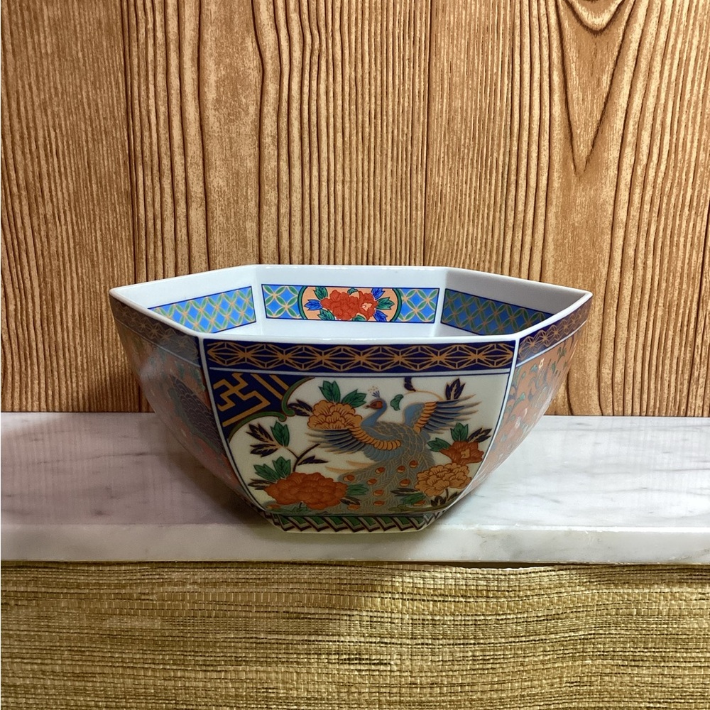 7” Andrea by Sadek 6 Sided Peacock Bowl Made In Bowl